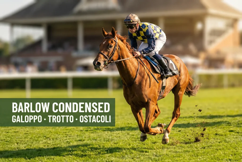 Corse al galoppo e al trotto: fantino in sella su pista ippica in erba