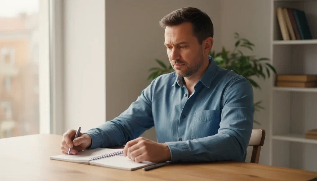 Persona che riflette davanti a un taccuino con appunti su scommesse ippiche sbagliate