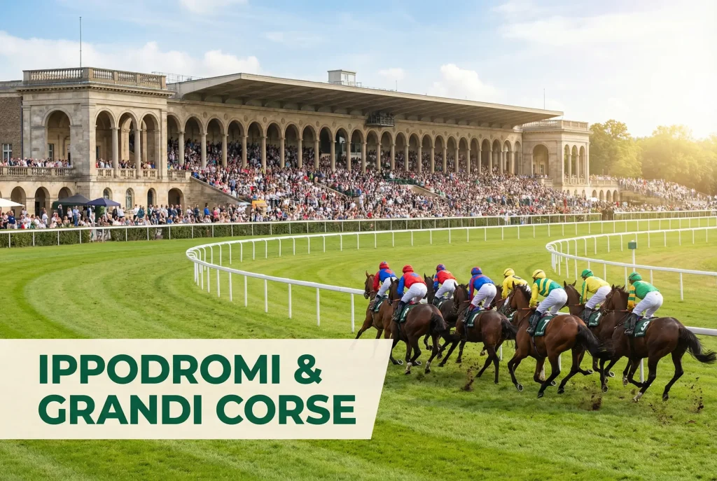 Ippodromi italiani e grandi corse ippiche nel mondo: tribuna affollata all